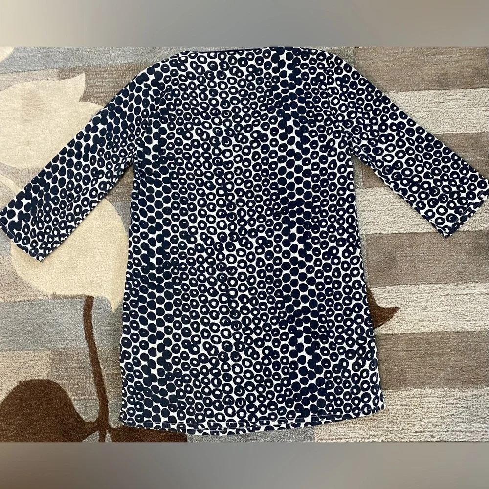 J.Crew Ultralight Weight Navy & Cobalt Blues Batik Circle Pattern Tunic